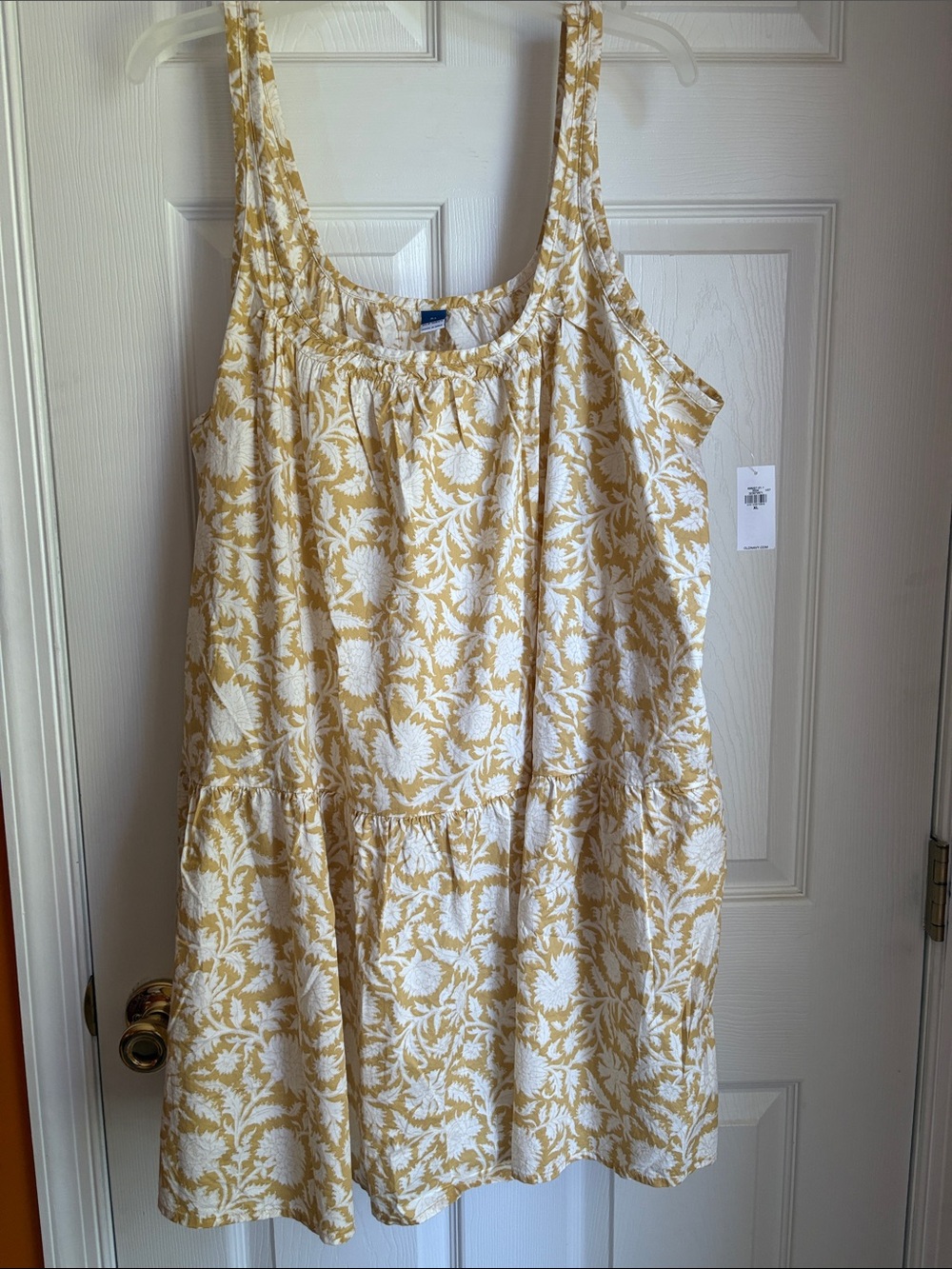 Women’s Sleeveless Floral Print Sundress in Mustard and White